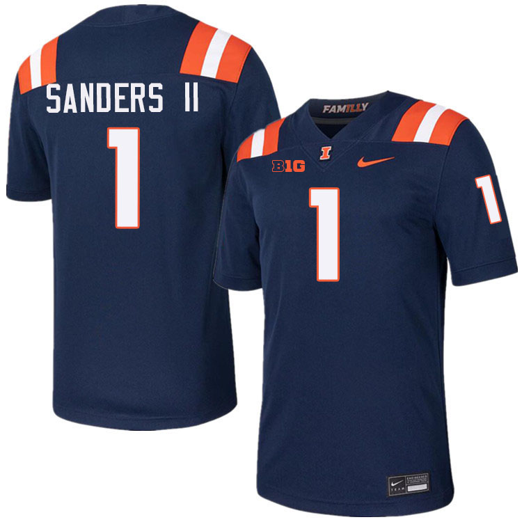 #1 Mario Sanders II Illinois Fighting Illini Football Jersey,Uniforms-Navy #1 Mario Sanders II Illinois Fighting Illini Football Jersey,Uniforms-Navy